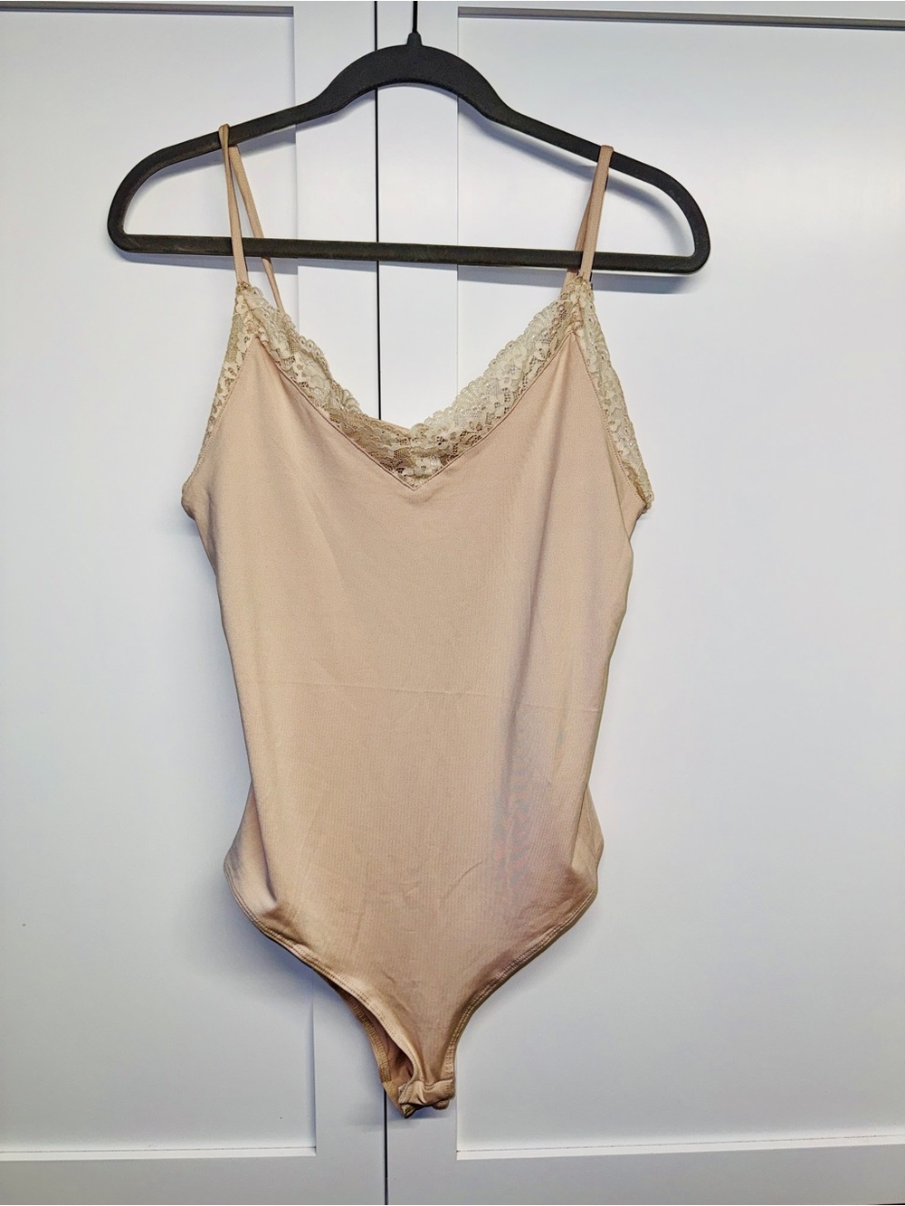 Nude Lace Trim Bodysuit